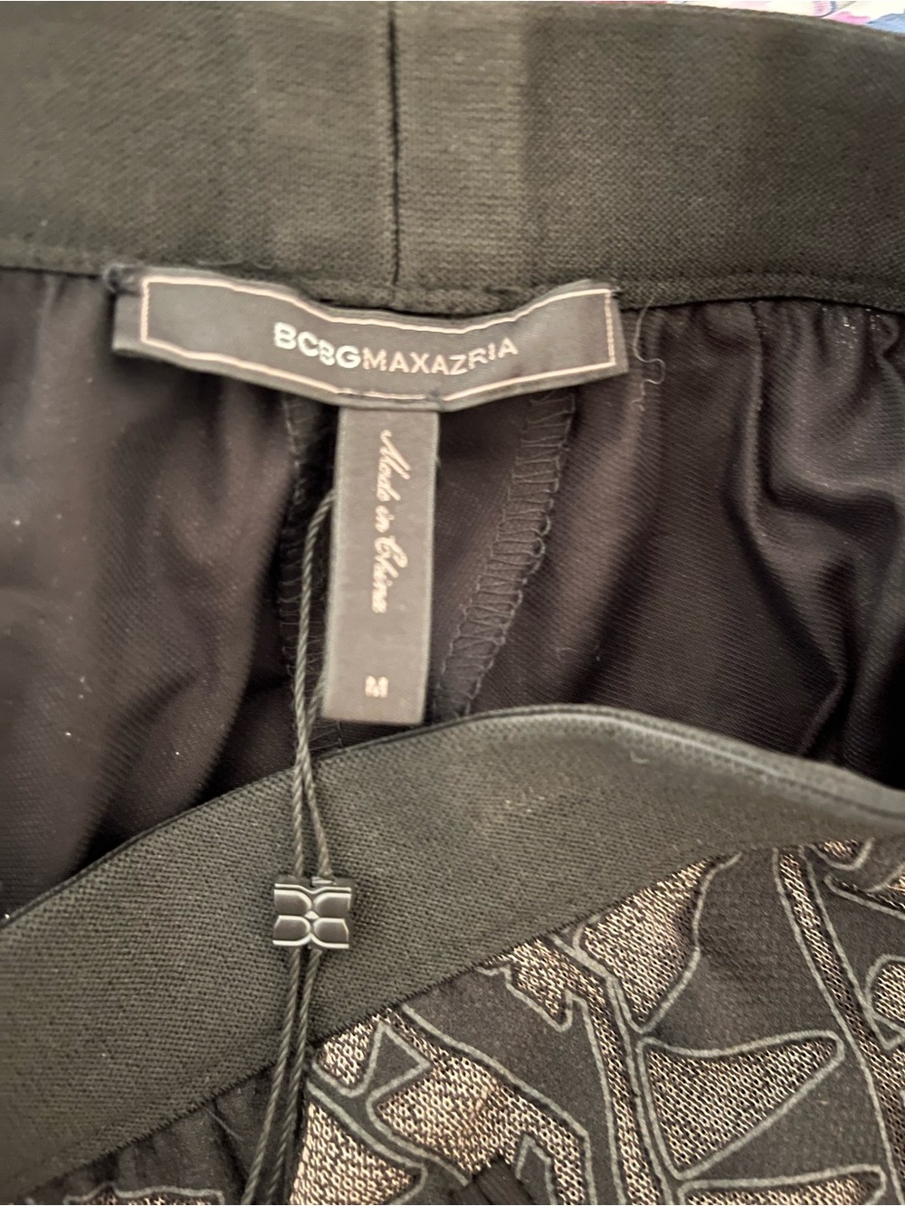 BCBGMaxAzria Black and Taupe High-Low Geometric Skirt - Picture 6 of 6
